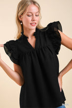 Load image into Gallery viewer, Black Ruffle Cap Sleeve Top
