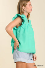 Load image into Gallery viewer, Emerald Ruffle Cap Sleeve Top
