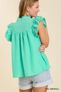 Emerald Ruffle Cap Sleeve Top