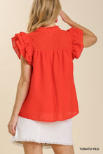 Load image into Gallery viewer, Tomato Red Ruffle Cap Sleeve Top
