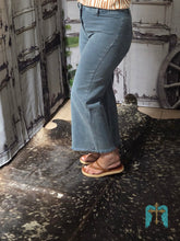 Load image into Gallery viewer, Acid Washed HR Frayed Hem Straight Pant-Teal - Jeans Jewels and Jesus Boutique
