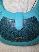 Load image into Gallery viewer, Alanna Embossed Leather Bag-Turquoise - Jeans Jewels and Jesus Boutique
