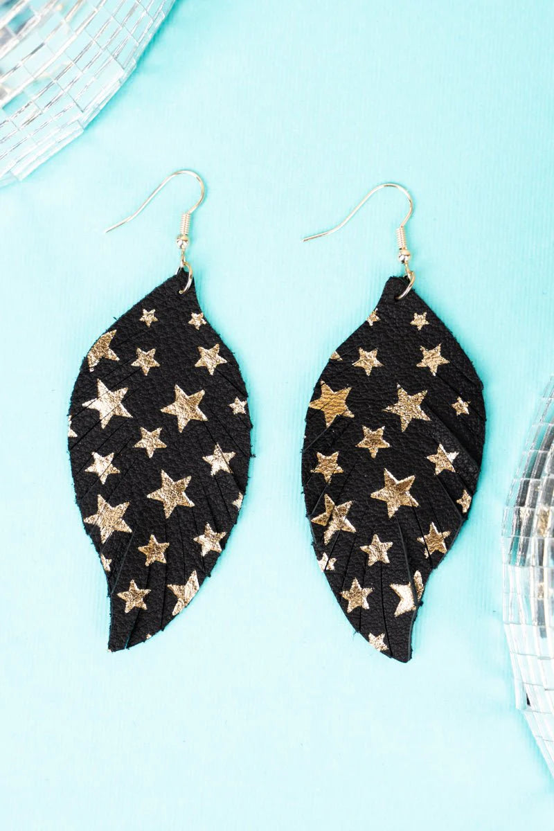 Starry Skies Black Feather Edge Earrings