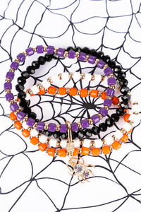 Halloween Spider Charm Beaded Bracelet