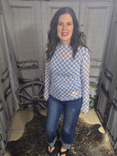 Load image into Gallery viewer, Blue Checkered Mesh - Jeans Jewels and Jesus Boutique
