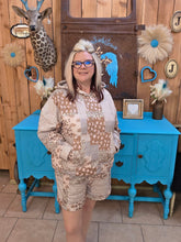 Load image into Gallery viewer, Brown and Pink Quilted Patch Lounge Short Set - Jeans Jewels and Jesus Boutique
