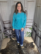 Load image into Gallery viewer, Brushed Crew Neck Sweater-Light Teal - Jeans Jewels and Jesus Boutique
