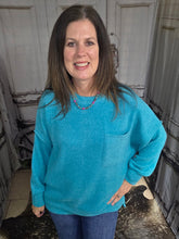 Load image into Gallery viewer, Brushed Crew Neck Sweater-Light Teal - Jeans Jewels and Jesus Boutique
