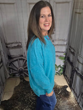 Load image into Gallery viewer, Brushed Crew Neck Sweater-Light Teal - Jeans Jewels and Jesus Boutique
