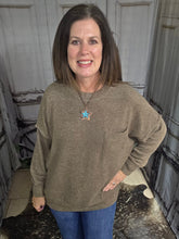 Load image into Gallery viewer, Brushed Crew Neck Sweater-Mocha - Jeans Jewels and Jesus Boutique
