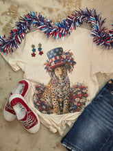 Load image into Gallery viewer, Cheetah Top Hat With Flowers Tee - Jeans Jewels and Jesus Boutique

