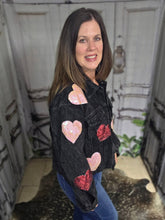 Load image into Gallery viewer, Corduroy Jacket With Hearts-Black - Jeans Jewels and Jesus Boutique
