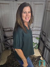Load image into Gallery viewer, Dolman Sleeve V-Neck Top-Forest Green - Jeans Jewels and Jesus Boutique

