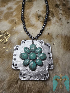 Turquoise Concho Clay Necklace