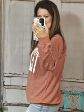 Load image into Gallery viewer, Ribbed Texas Long Sleeve Top-Rust
