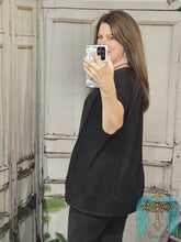 Load image into Gallery viewer, Hi Low Terry Short Sleeve Top-Black
