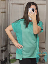 Load image into Gallery viewer, Hi Low Terry Short Sleeve Top-Teal
