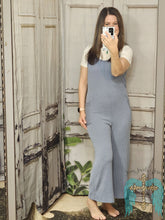 Load image into Gallery viewer, Ribbed Cami Jumpsuit-Denim Blue Color
