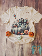 Load image into Gallery viewer, Teal and Orange Fall Pumpkin Tee
