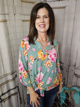 Load image into Gallery viewer, Sage Floral Lizzy Top
