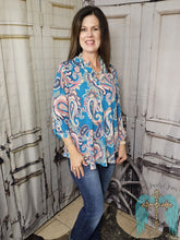 Load image into Gallery viewer, Teal Paisley Lizzy Top
