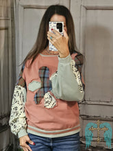 Load image into Gallery viewer, Dusty Rose Flower Patchwork Sweatshirt
