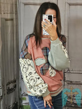 Load image into Gallery viewer, Dusty Rose Flower Patchwork Sweatshirt
