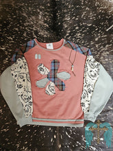 Load image into Gallery viewer, Dusty Rose Flower Patchwork Sweatshirt
