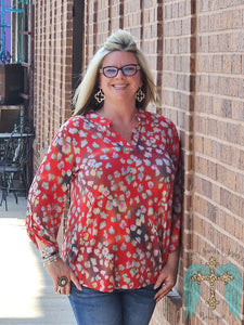 Red Multi Colored Leopard Lizzy Top