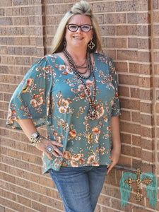 Teal Floral Cali Top