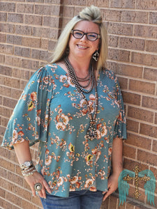 Teal Floral Cali Top