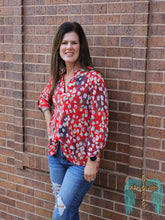 Load image into Gallery viewer, Red Multi Colored Leopard Lizzy Top
