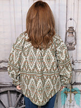 Load image into Gallery viewer, Aztec Print Shacket with 3D Pocket - Olive
