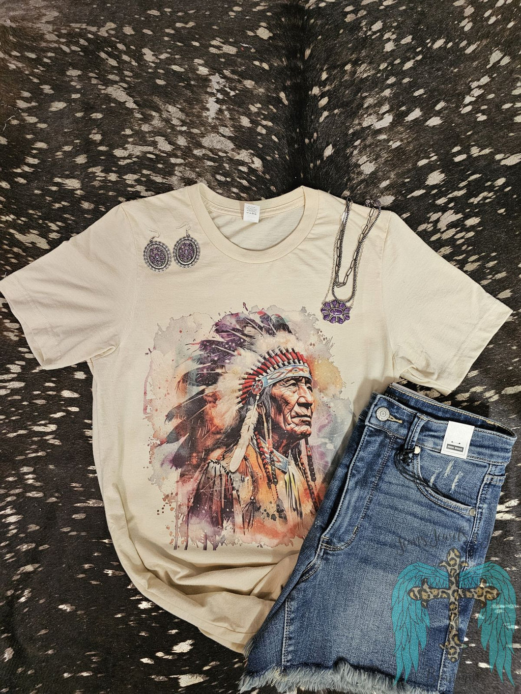 Watercolor Indian Headdress Tee