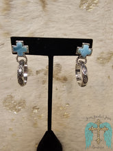 Load image into Gallery viewer, Western Cross Stone With Aztec Hoop Stud Earring
