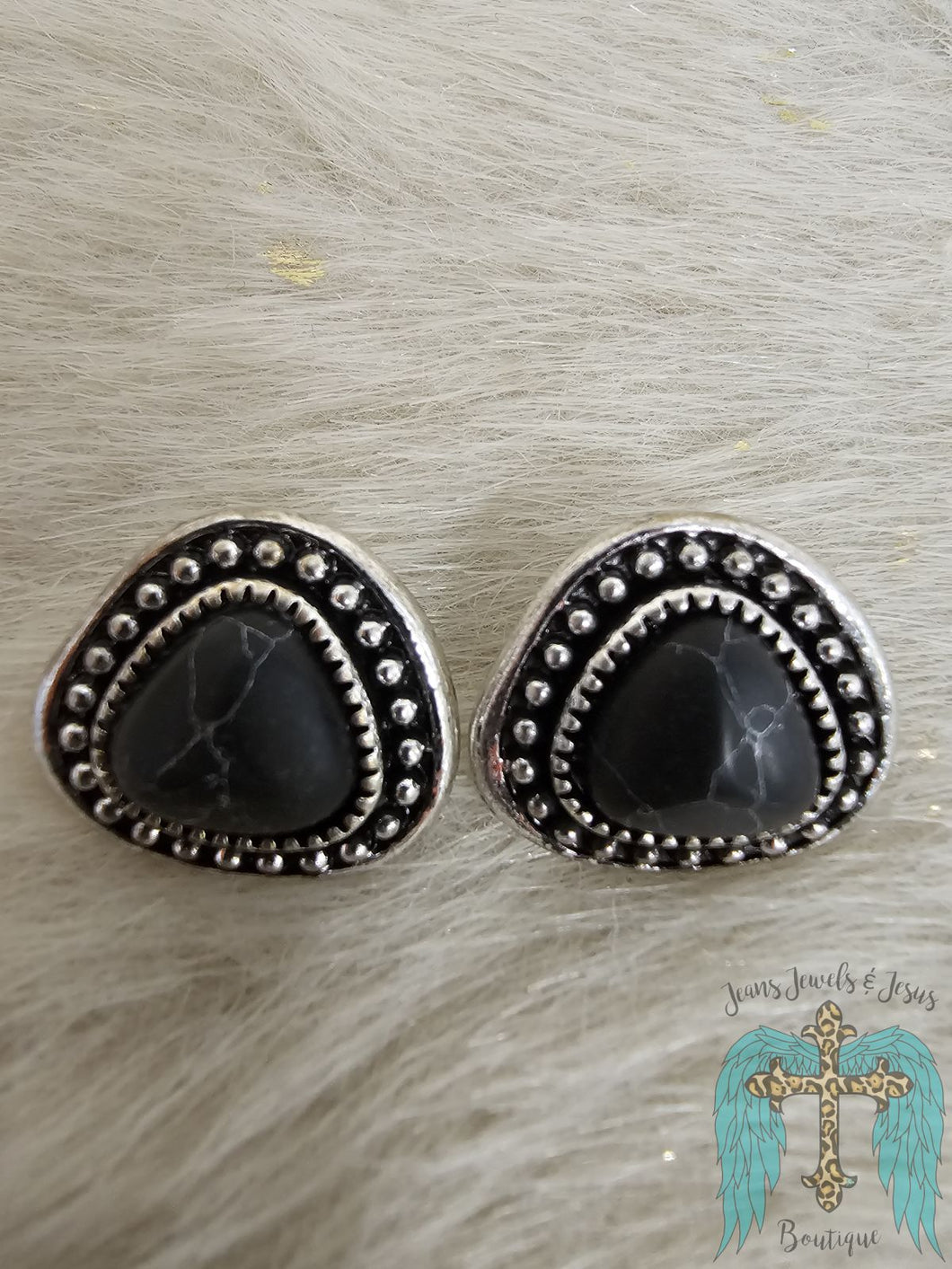 Semi Stone Stud Earrings