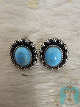 Load image into Gallery viewer, Western Design Stone Stud Earrings
