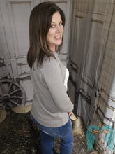 Load image into Gallery viewer, Grey Knit Sweater with Ivory Jacquard Heart
