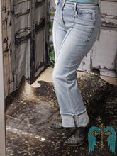 Load image into Gallery viewer, Risen High Rise Straight with Front Seam &amp; Cuff Jeans- Light Wash
