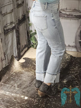 Load image into Gallery viewer, Risen High Rise Straight with Front Seam &amp; Cuff Jeans- Light Wash
