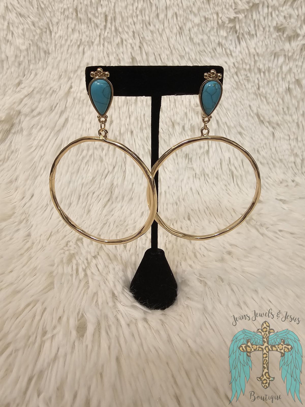 Gold Hoop With Turquoise Stone