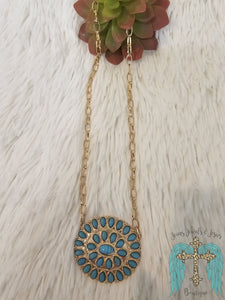 Gold And Turquoise Concho Necklace