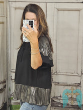 Load image into Gallery viewer, Black And Silver Tunic Blouse
