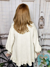 Load image into Gallery viewer, Oatmeal Ruffle Hem Linen Shirt/Dress
