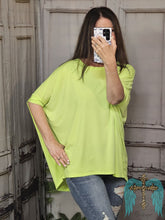 Load image into Gallery viewer, Oversized Stretchy Dolman Sleeve Top-Neon Green
