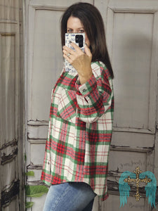 Green Red White Plaid Flannel