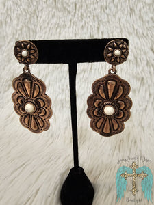 Copper Earrings With White Buffalo Stones