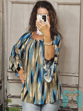 Load image into Gallery viewer, Nashville Charcoal And Teal Striped Top
