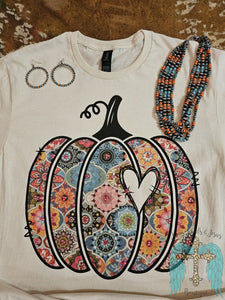 Paisley Pumpkin Tee With Crystals