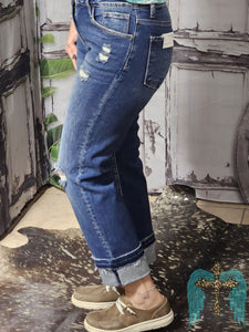 Mid Rise Crop Straight Slim Jeans